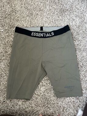 Essentials Olive Green Logo Waistband Bike Shorts